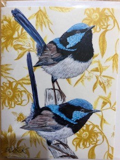 Two Blue Wrens Card