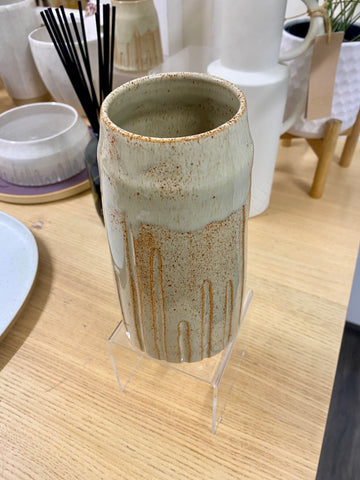 Tall Carved Vase, Gentle Green - Contour Clayhouse