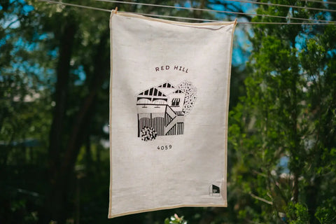 Tea Towel - Red Hill White