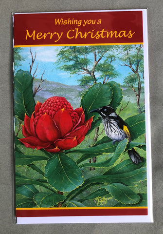 Australian Bird Art Christmas Cards - Honeyeater