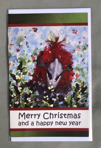 Australian Bird Art Christmas Cards - Gang-gang Cockatoo