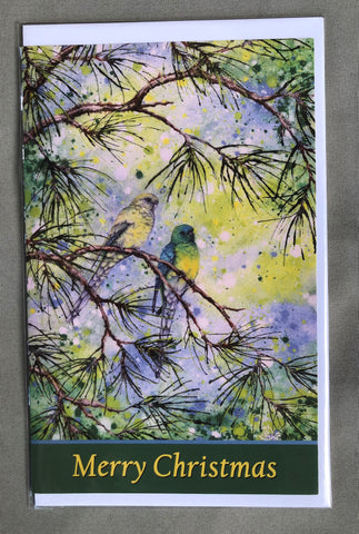 Australian Bird Art Christmas Cards - Budgies