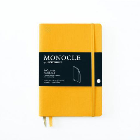 Notebook B6+ Monocle, Softcover, 128 numbered pages, Yellow, Dotted